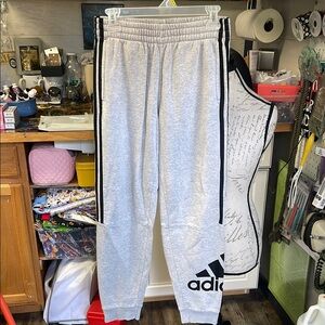 Adidas Gray and Black Sweatpants with Logo